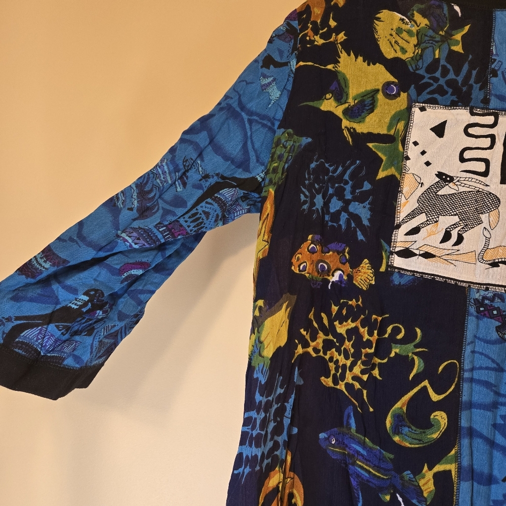 La Cera Womens Blouse Medium Patchwork Button Fro… - image 5